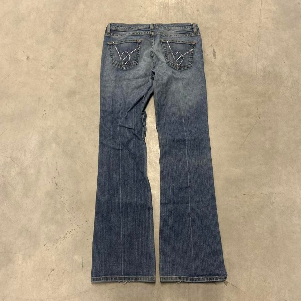 Y2K Dark Wash Flared Bootcut Wide‎ Leg Fall Essential Low Rise Jeans - Picture 2 of 3
